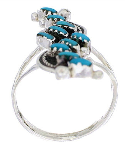 Authentic Silver And Needlepoint Turquoise Ring Size 5-1/4 YX33943